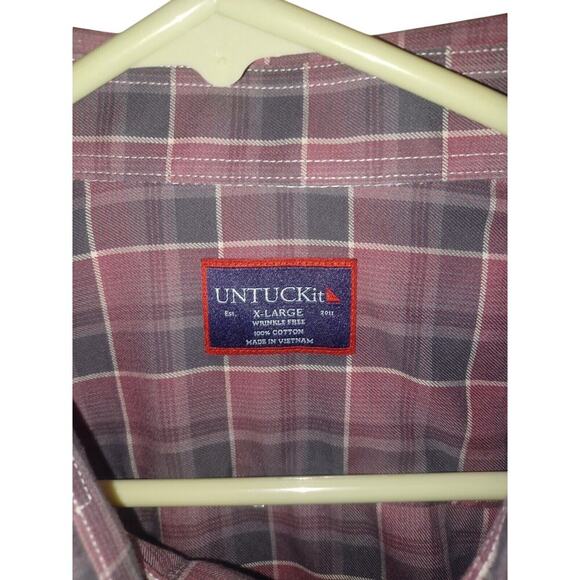 Untuckit Shirt Mens Xl Red Plaid Long Sleeve Button Up - Picture 4 of 6